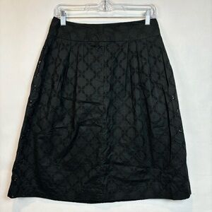 ANN TAYLOR LOFT Pleated‎ A-Line Eyelet Fully Lined Skirt Black Size 4